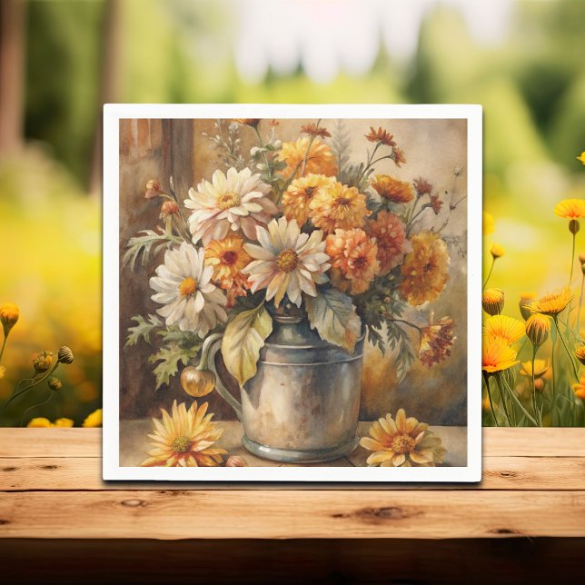 Bucket with Fall Floral   Napkin (Creator Uploaded)