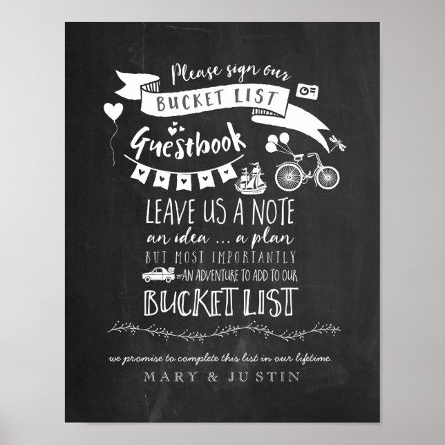 Bucketlist Guestbook Wedding Poster (Front)