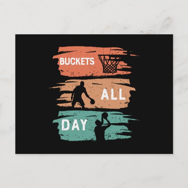 Buckets All Day | Basketball design Postcard (Front)