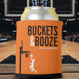 Buckets & Booze Adult Basketball Birthday Party Can Cooler