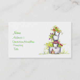 Buckets of Flowers Floral Art Cottage Gardens Business Card