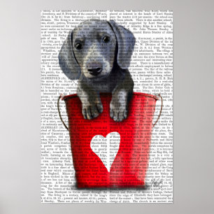 Buckets of Love Dachshund Puppy Poster