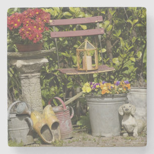 Buckets, shoes, and flowers, Zaanse Schans, Stone Coaster