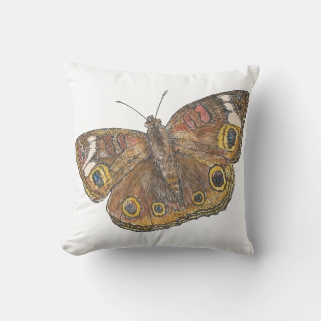 Buckeye Butterfly Throw Pillow (Front)