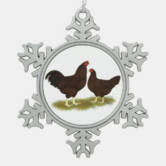 Buckeye Chickens Snowflake Pewter Christmas Ornament