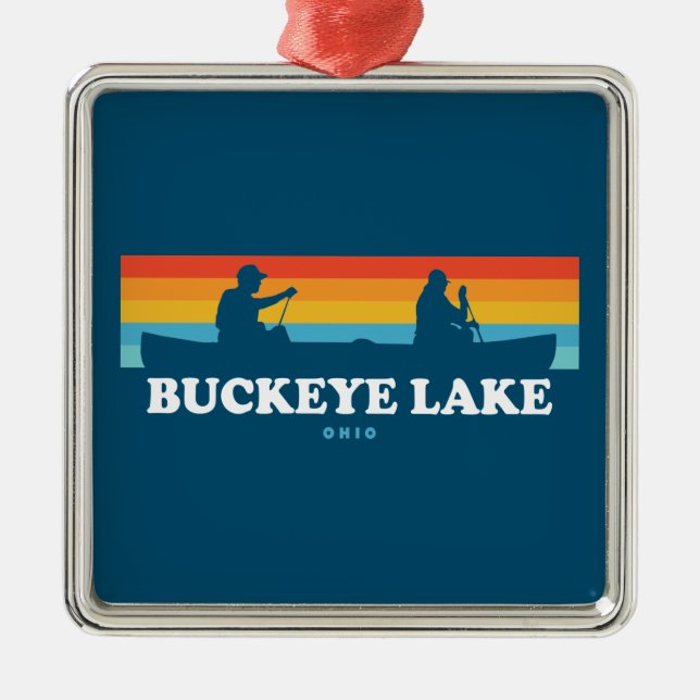 Buckeye Lake Ohio Canoe Metal Tree Decoration (Front)