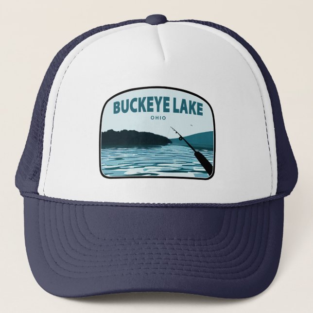 Buckeye Lake Ohio Fishing Rod Trucker Hat (Front)