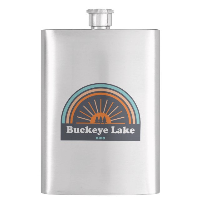 Buckeye Lake Ohio Rainbow Hip Flask (Front)