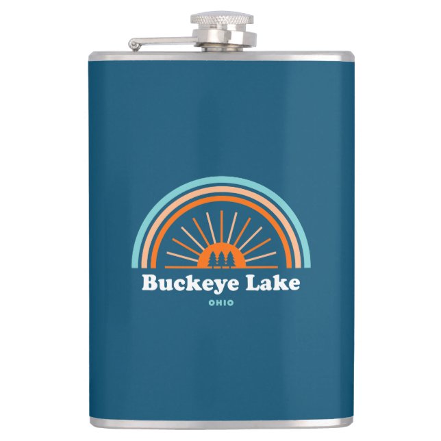 Buckeye Lake Ohio Rainbow Hip Flask (Front)