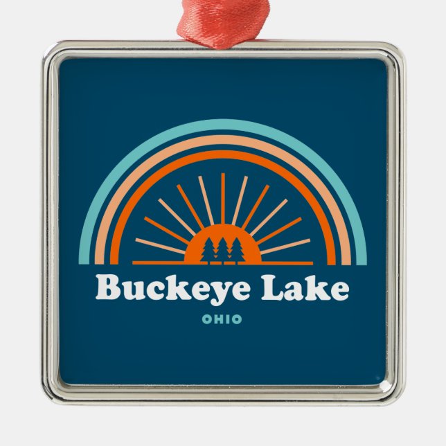 Buckeye Lake Ohio Rainbow Metal Tree Decoration (Front)
