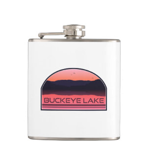 Buckeye Lake Ohio Red Sunrise Hip Flask