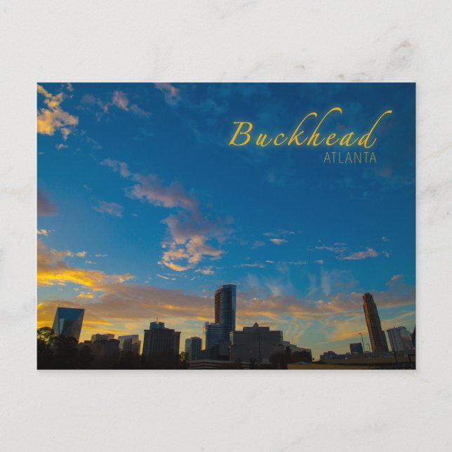 Buckhead Skyline At Sunset Postcard (Front)