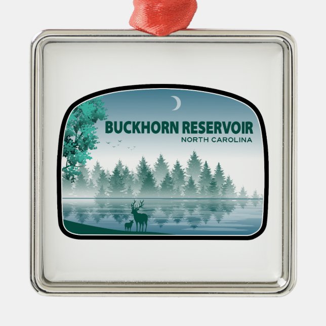 Buckhorn Reservoir North Carolina Deer Metal Tree Decoration (Front)
