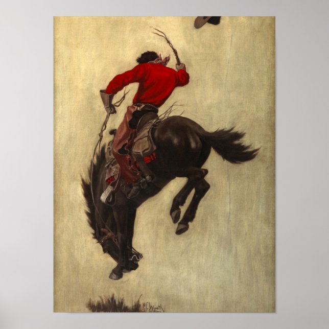 Bucking Bronco, 1903 by Newell Convers Wyeth Poster (Front)