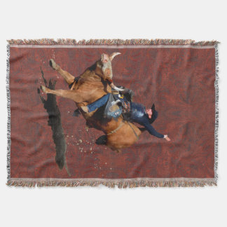 Bucking Bronco and Rodeo Cowboy Throw Blanket