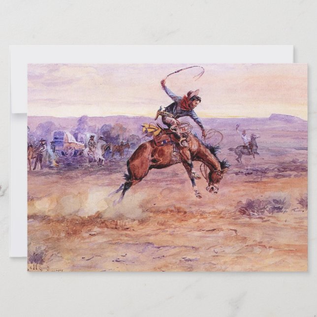 Bucking Bronco (by Charles M. Russell) Card (Front)