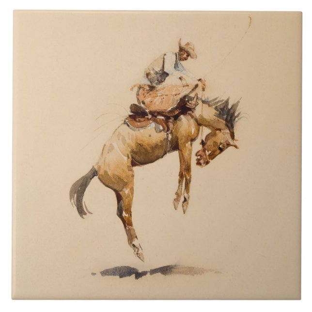 Bucking Bronco by Edward Borein Tile (Front)