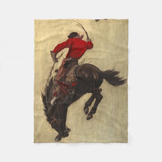 Bucking Bronco by Newell Convers Wyeth Fleece Blanket (Front)