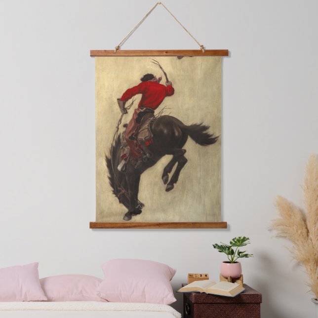 Bucking Bronco by Newell Convers Wyeth Hanging Tapestry (Bedroom)