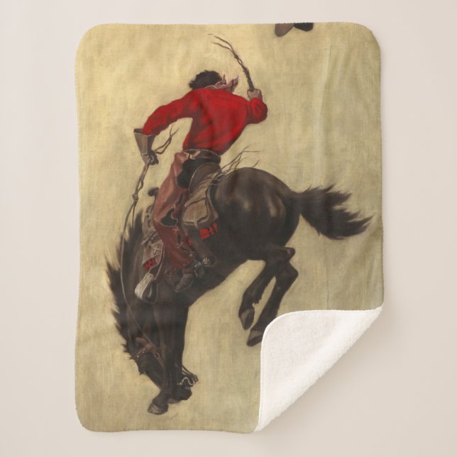Bucking Bronco by Newell Convers Wyeth Sherpa Blanket (Front)