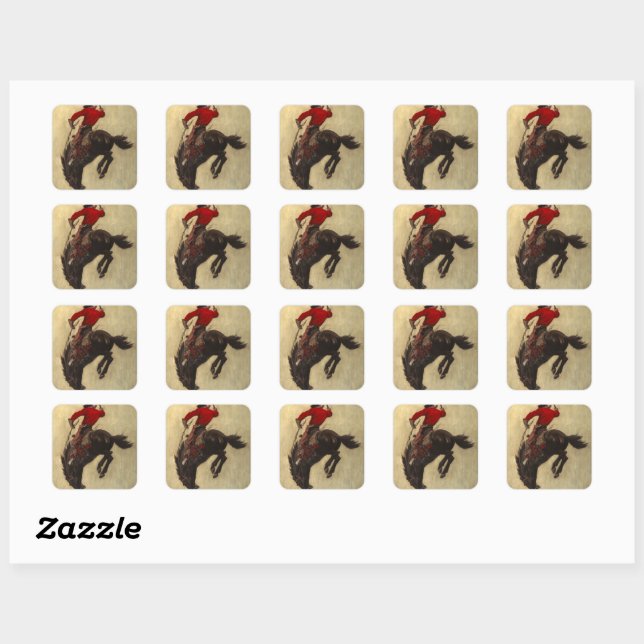 Bucking Bronco by Newell Convers Wyeth Square Sticker (Sheet)