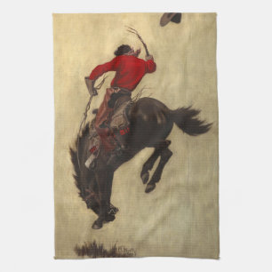 Bucking Bronco by Newell Convers Wyeth Tea Towel