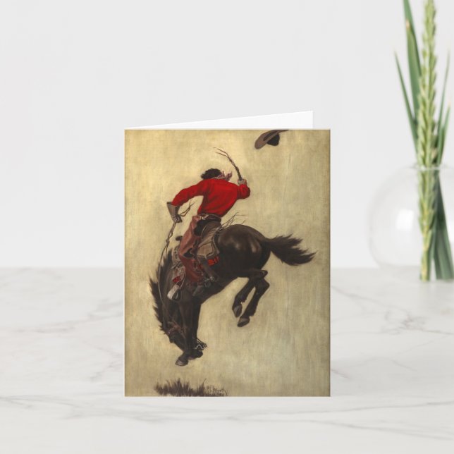 Bucking Bronco by Newell Convers Wyeth Thank You Card (Front)