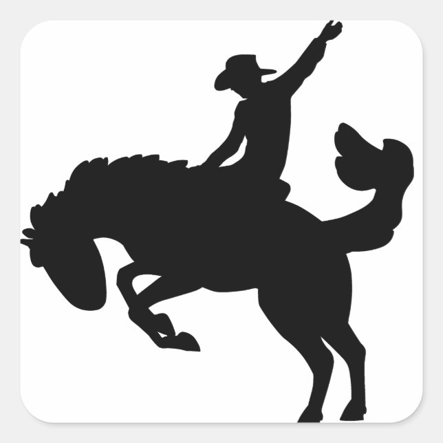 Bucking Bronco Rider Square Sticker (Front)