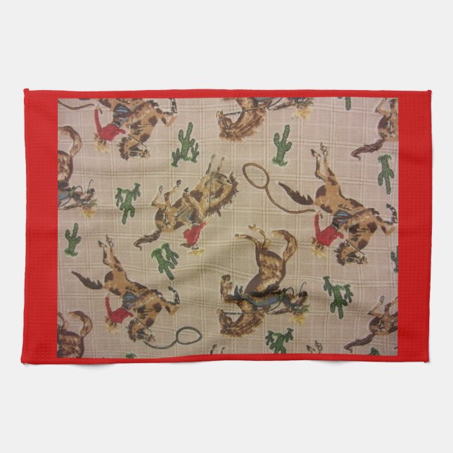 Bucking Bronco Tea Towel (Horizontal)