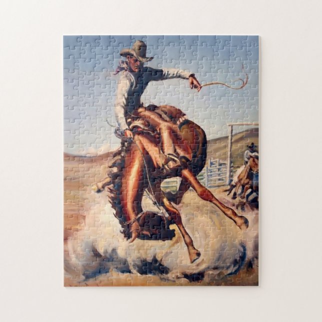 “Bucking Bronco” Western Art by Will James Jigsaw Puzzle (Vertical)