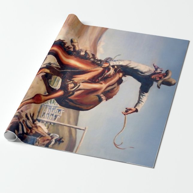“Bucking Bronco” Western Art by Will James Wrapping Paper (Unrolled)