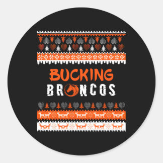 Bucking Broncos Ugly Classic Round Sticker