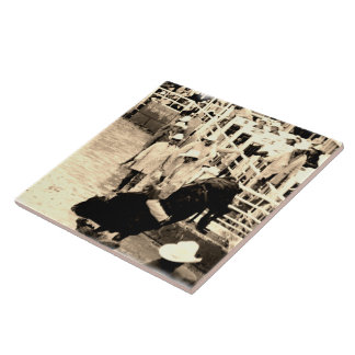 Bucking Bull Rodeo Rider Picture Tile