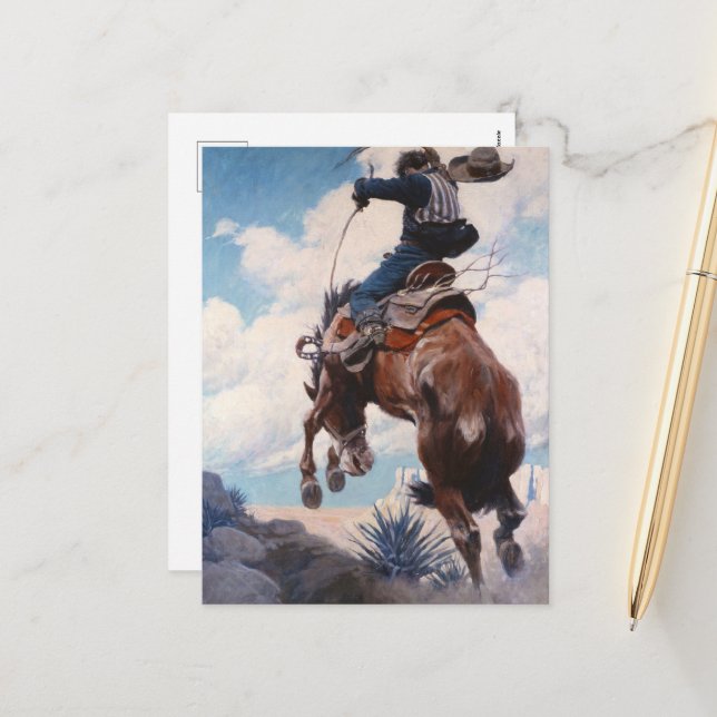 Bucking by Newell Convers Wyeth Holiday Postcard (Front/Back In Situ)