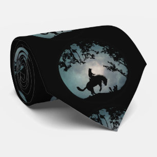 Bucking Horse and Full Moon Cowboy Tie