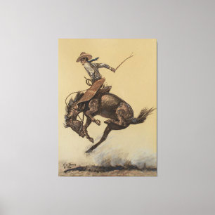 “Bucking Horse” Western Art by Will James Canvas Print