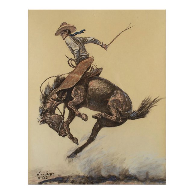 “Bucking Horse” Western Art by Will James Photo Print (Front)