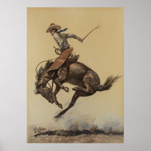 “Bucking Horse” Western Art by Will James Poster