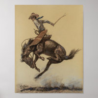 “Bucking Horse” Western Art by Will James
