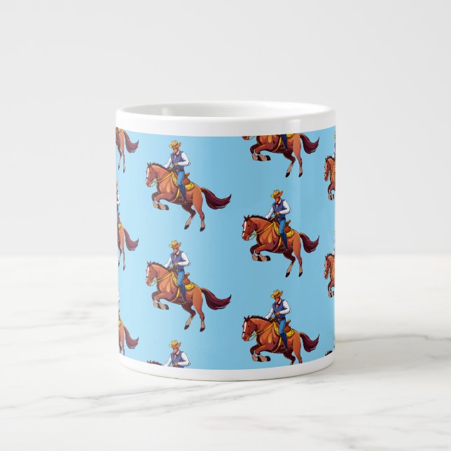 Bucking horse with the man large coffee mug (Front)