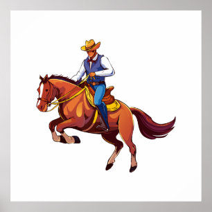 Bucking horse with the man poster