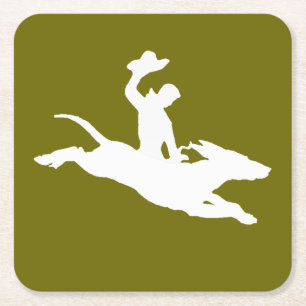 Bucking Little Doggie Square Paper Coaster