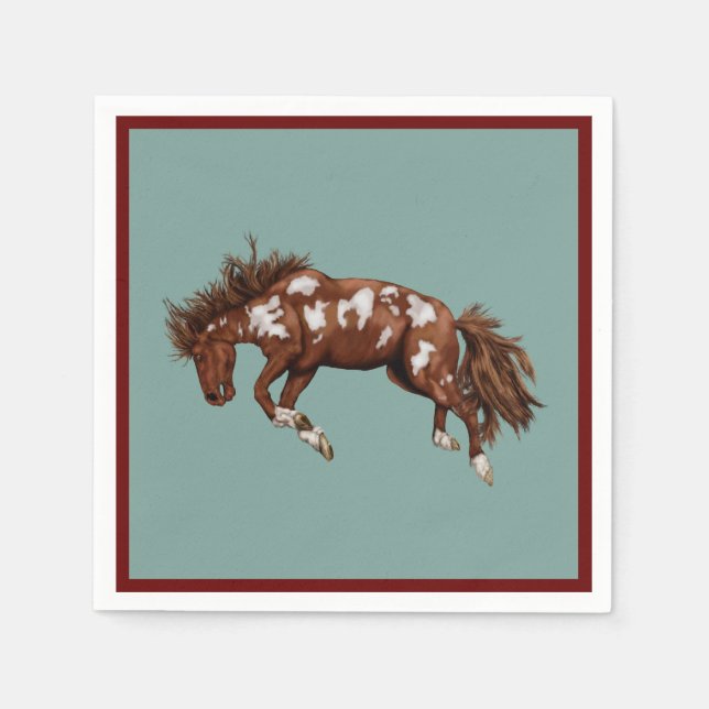 Bucking paint horse napkin (Front)