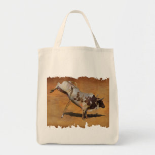 Bucking Rodeo Bull on faux Parchment Designer Gift Tote Bag
