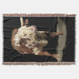 Bucking Rodeo Bull Throw Blanket