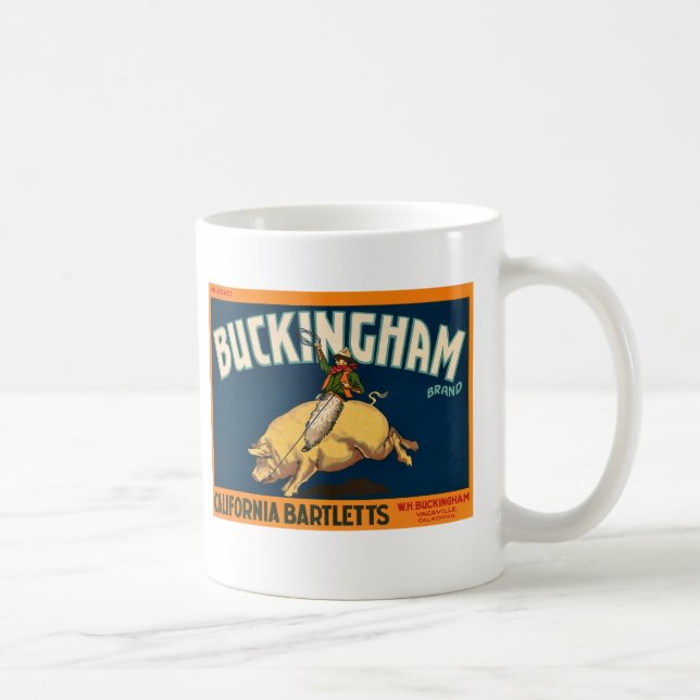 Buckingham Bartlett Apples - Vintage Crate Label Coffee Mug (Right)