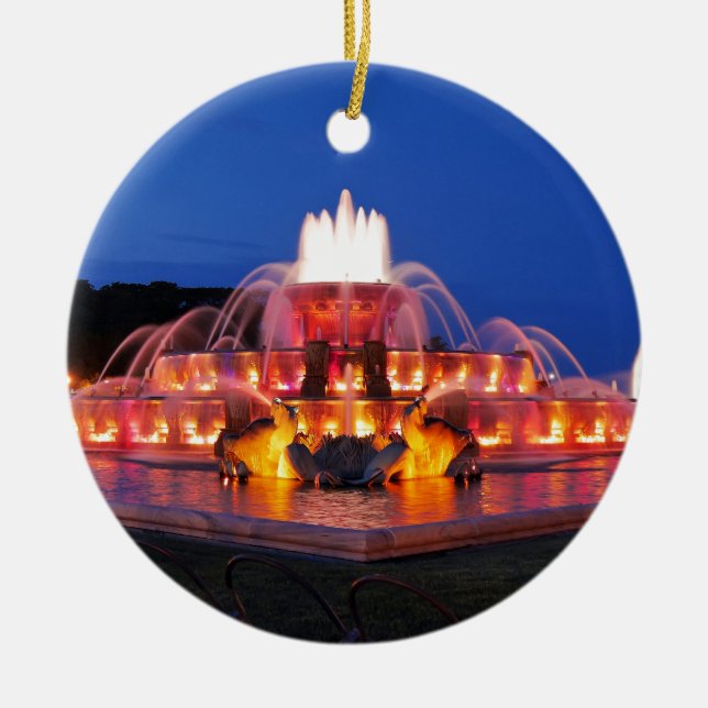 Buckingham Fountain 02.JPG Ceramic Tree Decoration (Front)