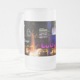 Buckingham Fountain Chicago Frosted Glass Beer Mug