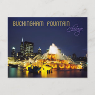 Buckingham Fountain illuminated, Chicago Postcard