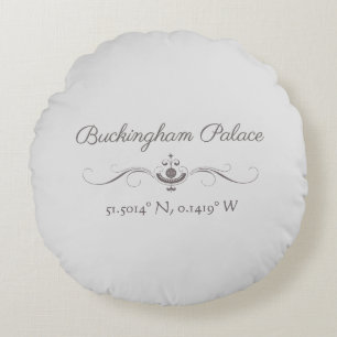 Buckingham Palace Latitude and Longitude  Round Cushion